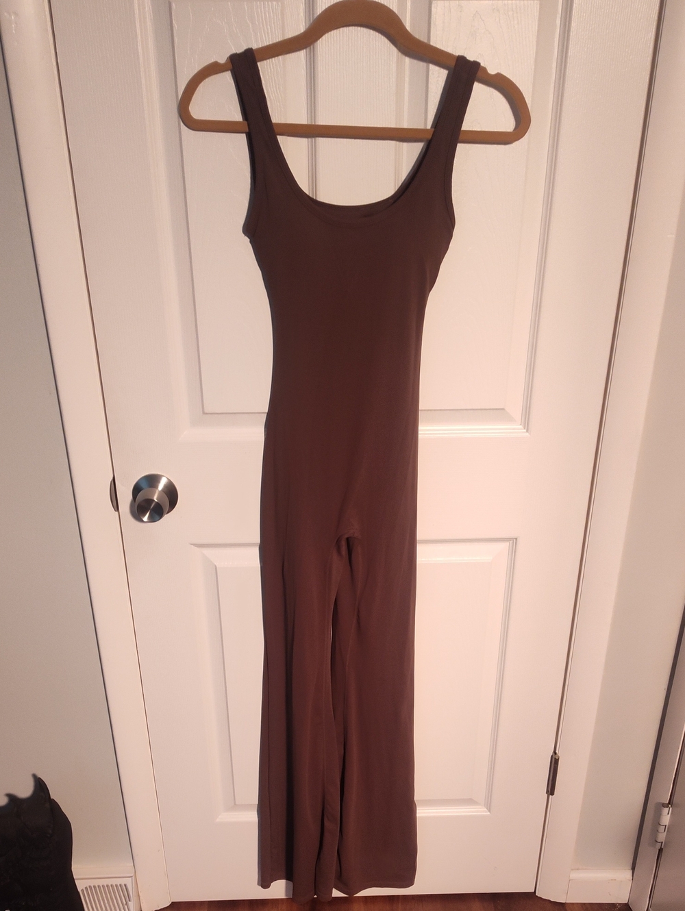 Sleeveless Scoop-Neck Brown Jumpsuit